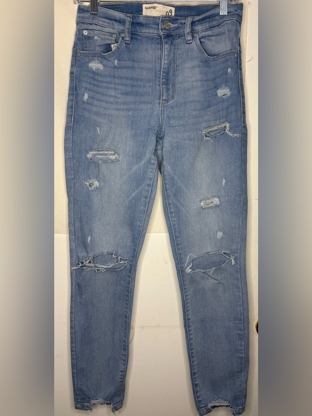 Garage Light Blue Distressed Skinny Jeans